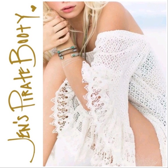 Enchanting Jen’s Pirate Booty for Free People Crochet White Top NWT
